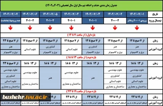 جدول زمانبندی حذف و اضافه نیمسال اول سال تحصیلی 403ـ1402