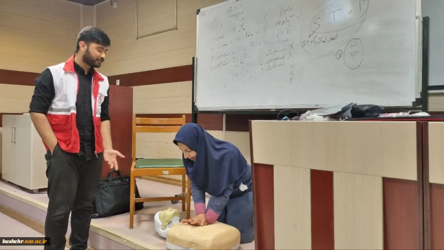 برگزاری کارگاه آموزشی ضمن خدمت توانمندسازی کارکنان دانشگاه ملی مهارت(آموزشکده پسران بوشهر-آوزشکده دختران بوشهر-آموزشکده پسران کنگان) با عنوان "کمک‌های اولیه و CPR "با همکاری جمعیت هلال‌احمر استان بوشهر 4